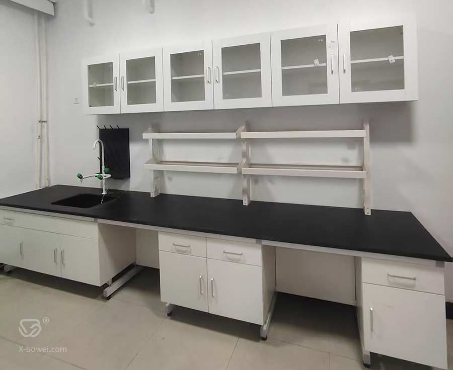 北京实验室工作台、吊柜、试剂架安装完工